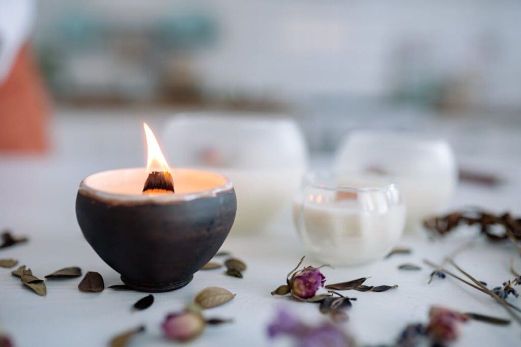close up of a burning candle